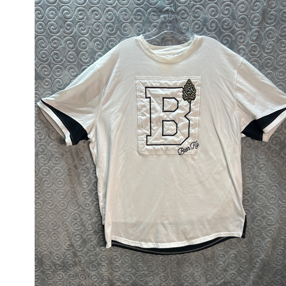 Born Fly 3XLarge T-Shirt White Black B Logo USA Anytown Everyday Stay‎ Fly